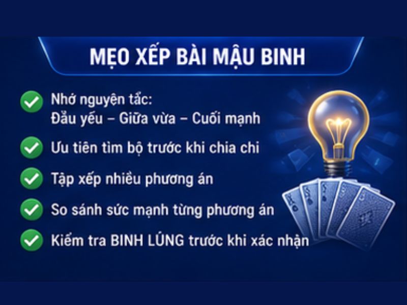Cách xếp bài Mậu Binh để tăng khả năng thắng
