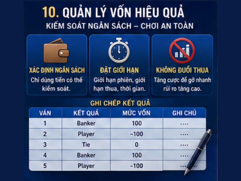 Quản Lý Vốn Khi Áp Dụng Chiến Thuật Baccarat